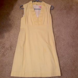 Lilly Pulitzer yellow seersucker ruffleneck dress, 4